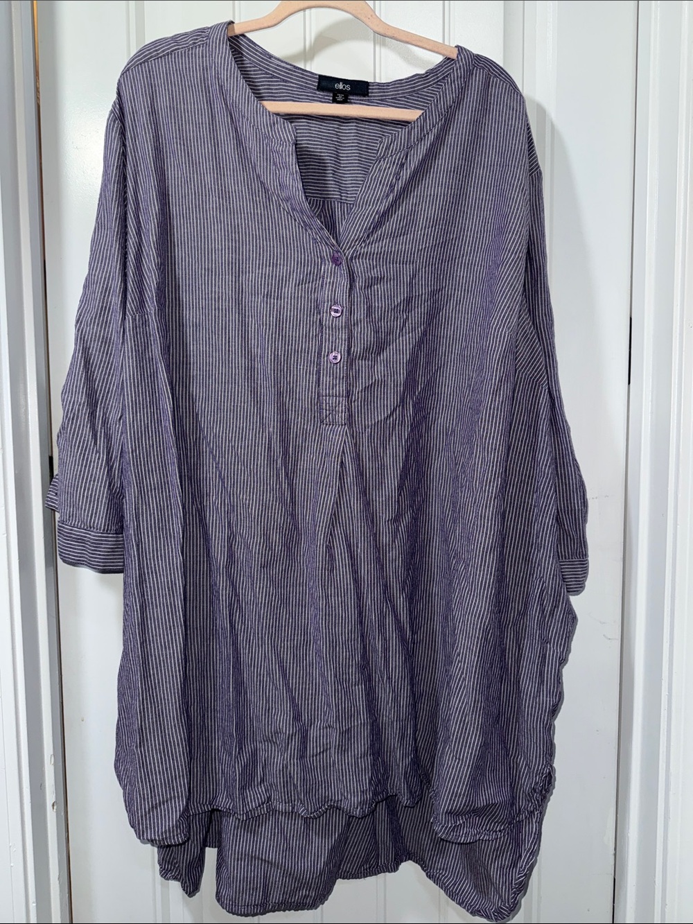 ellos Lavender-Striped Relaxed Henley Tunic